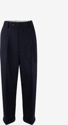 Dr&ocirc;le de Monsieur Gerade Bundfaltenhose aus Flanell Cropped