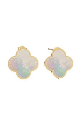 Gabi Rielle Mother-of-Pearl Clover Stud Earrings in Gold/White at Nordstrom Rack
