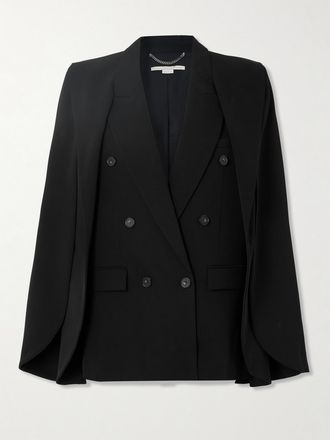 Stella McCartney Blazer In Twill Di Misto Lana Effetto Mantella - Nero