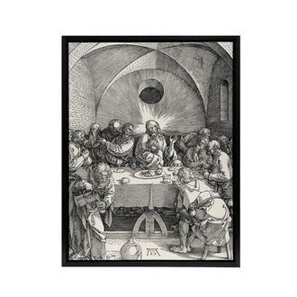 Artery8 Great Passion The Last Supper Albrecht Durer Framed Canvas Wall Art in Grey | Size: W24 x H32