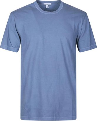 James Perse Tops, Heren, Blauw, M, Katoen, Short Sleeve Crew Neck