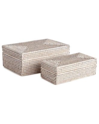 Napa Home & Garden Set Of 2 Burma Rattan Rectangular Lidded Boxes
