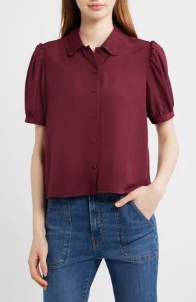 Frame Denim The Prim Short Sleeve Top in Burgundy at Nordstrom, Size X-Small