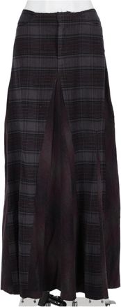 Our Legacy Black Plaid Flared Cotton Midi Skirt