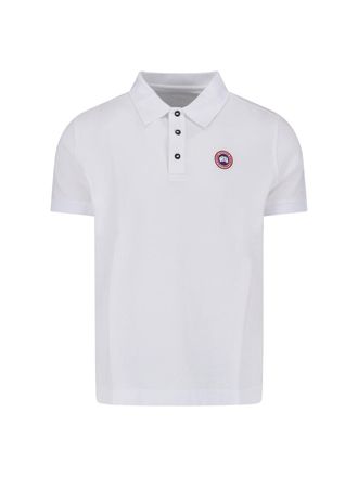 Canada Goose Minimally Designed Short-Sleeve Polo Shirt with Button Placket and Embroidered Patch