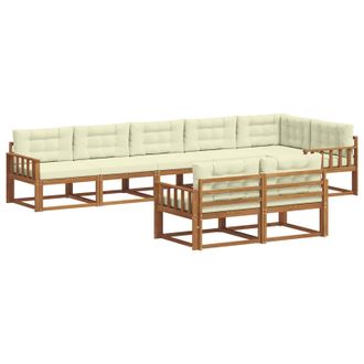 vidaXL Conjunto De Sof&aacute;s De Exterior Con Coj&iacute;n 8 Pcs Natural Y Crema Vidaxl