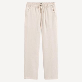 La Redoute Collections Katoenen/linnen broek met rechte pijpen