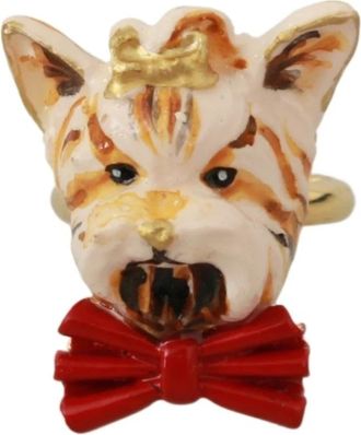 Dolce & Gabbana Dog Head Ring - Dames - Ringen - Geel - ONE Size - Leer - Accessoires