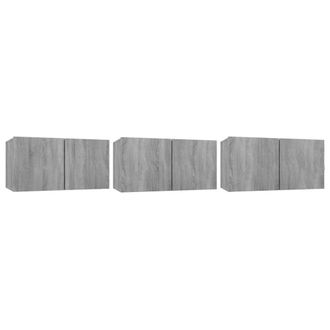 Berkfield Home Hanging TV Cabinet Grey Sonoma 3 pcs 60x30x30 cm Engineered Wood | Size: 60 x 30 x 30 cm