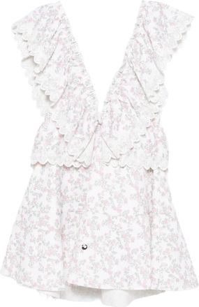 Coperni Abito a fiori con ruches - Bianco