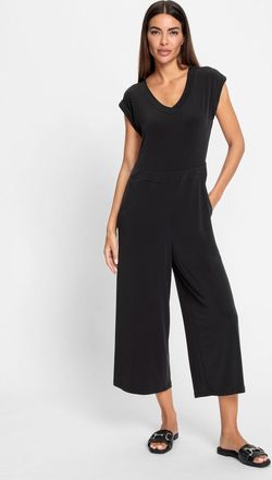 Heine Jumpsuit HEINE, Damen, Gr. 34, Normalgr&ouml;ssen, schwarz, 95% Polyester, 5% Elasthan, unifarben, wadenlang, Overalls Jumpsuit