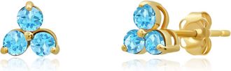 MAX + STONE 14k White or Yellow Gold Small Gemstone Trio Round Stud Earrings