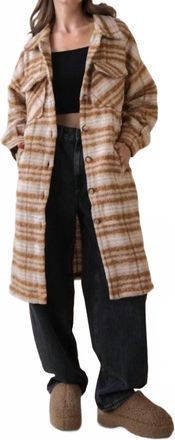 Very J Plaid Shacket Jacket In Cream