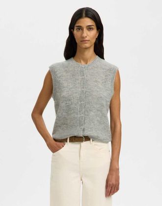 Selected gilet lavorato a maglia grigio chiaro m&eacute;lange