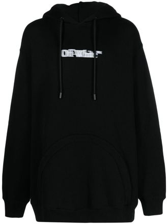 Off-white logo-print cotton hoodie - men - Cotton - S - Black