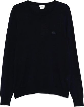 Etro Pullover Girocollo In Lana Con Logo Ricamato-Uomo