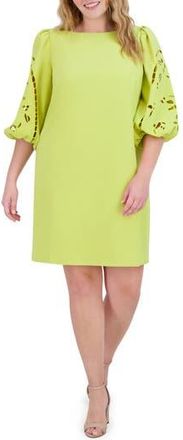 Vince Camuto Signature Eyelet Embroidered Shift Dress in Pear at Nordstrom Rack, Size 18W