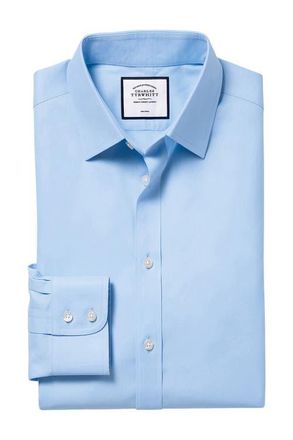 CHARLES TYRWHITT Non-Iron Twill Slim Fit Shirt Double Cuff in Sky Blue at Nordstrom, Size 17.5