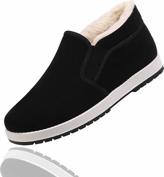 Generic Thermal Anti-Slip Orthopedic Winter Shoes - Cozy Slip-On House Slippers, Plush Fleece Lined Indoor Outdoor Booties (Black,6.5)