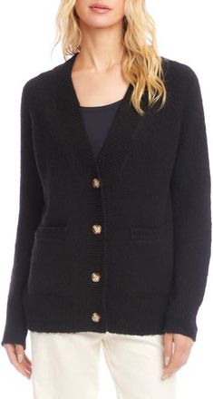 Karen Kane V-Neck Cardigan in Black at Nordstrom, Size X-Small