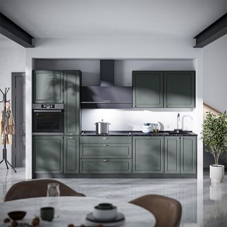 Vicco Mueble De Cocina Fame-line, Verde Dorado Casa De Campo/antracita, 310 Cm, Et Antracita, Vicco