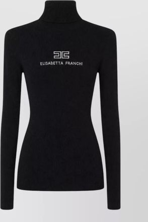 Elisabetta Franchi ribbed wool high-neck short-sleeve jumper