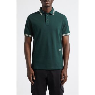 Moncler Tipped Cotton Piqu&eacute; Polo in Pine Grove at Nordstrom, Size Xxx-Large