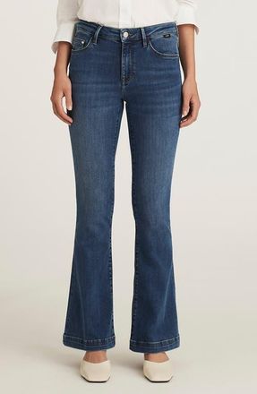 Mavi Sydney Mid Rise Flare Jeans in Mid Supersoft at Nordstrom, Size 24 30