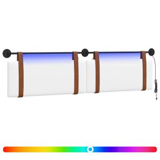vidaXL Cabecero Colgante Con Luz Led Blanco Pu Antiguo Vidaxl