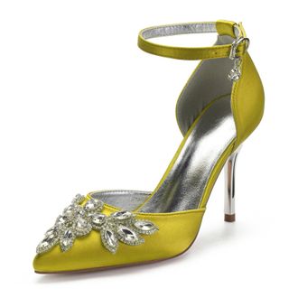 Miyoopark Womens High Heel Wedding Shoes Beaded Elegant Formal Party Pumps M530 Yellow UK 7.5