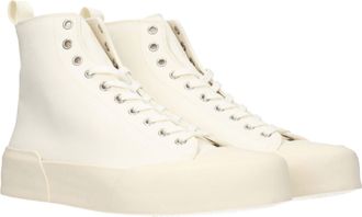 Jil Sander Mens Beige Fabric High Top Sneakers
