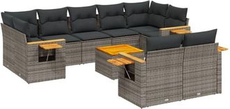 vidaXL Set De Sof&aacute;s De Jard&iacute;n 10 Pzas Con Cojines Rat&aacute;n Sint&eacute;tico Gris Vidaxl