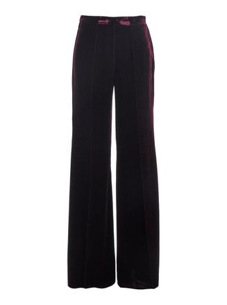 Forte_Forte Purple Trousers With Elasticated Waist And Hidden Side Closure In Velvet Woman