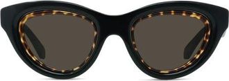 Loewe Anagram 53mm Cat Eye Sunglasses in Shiny Black /Brown at Nordstrom