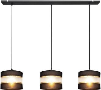 Netlighting Helen Straight Bar Pendant Ceiling Light Black Gold 65cm