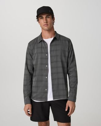 Vuori Clothing Long Sleeve Plaid Button Down Shirt | Dark Pewter | Medium
