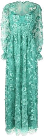 Alberta Ferretti Sunflower macram&eacute; gown - women - Polyester - 46 - Green