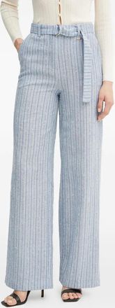 Fracomina Pantaloni a righe con cintura - Blu