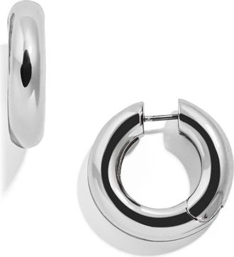 BaubleBar Dalilah Small Tube Huggie Hoops in Silver at Nordstrom Rack