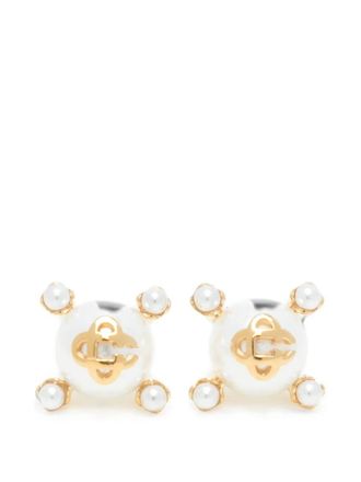 Casablanca Earrings Metallic Lotus Pearls Stds