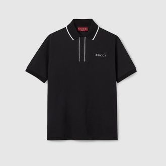 ラスト1枚　GUCCI シャツ　黒 Embroidered cotton jersey T-shirt in black | GUCCI® US
