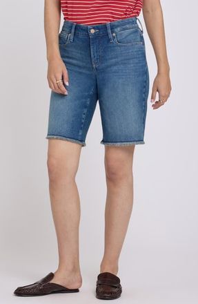 NYDJ Lilly Frayed Relaxed Long Denim Shorts in Breezy Palms at Nordstrom, Size 12P