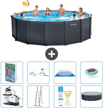 Intex Piscina Graphite Panel Redonda - 478x124 Cm - 9-piezas S595