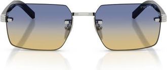Prada 55mm Gradient Rectangular Sunglasses in Silver/yellow/Dark Blue at Nordstrom