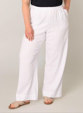 Base Level Curvy Leinenhose BASE LEVEL CURVY Yula, Damen, Gr. 54/56, N-Gr, weiss (natural wei&szlig;), Web, Obermaterial: 55% Leinen, 45% Viskose, unifarben, loose fit lang,