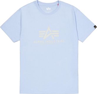 Alpha Industries T-Shirt ALPHA INDUSTRIES Basic T-Shirt, Herren, Gr. XL, artic blau, Single Jersey, Obermaterial: 100% Baumwolle, bedruckt, regular fit normal, Rundhal