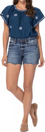 Judy Blue Paisley Bandana Printed Jean Shorts In Blue