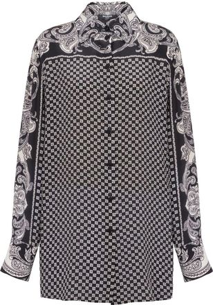 Balmain paisley-print silk shirt - women - Silk - 38 - Black