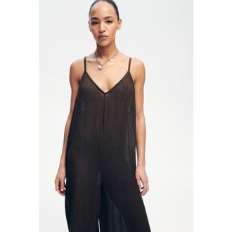 H&M Crinkled Jumpsuit in Dark Brown at Nordstrom, Size X-Small