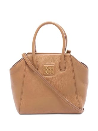Miu Miu 2010s Vitello Dino leren shopper - Bruin